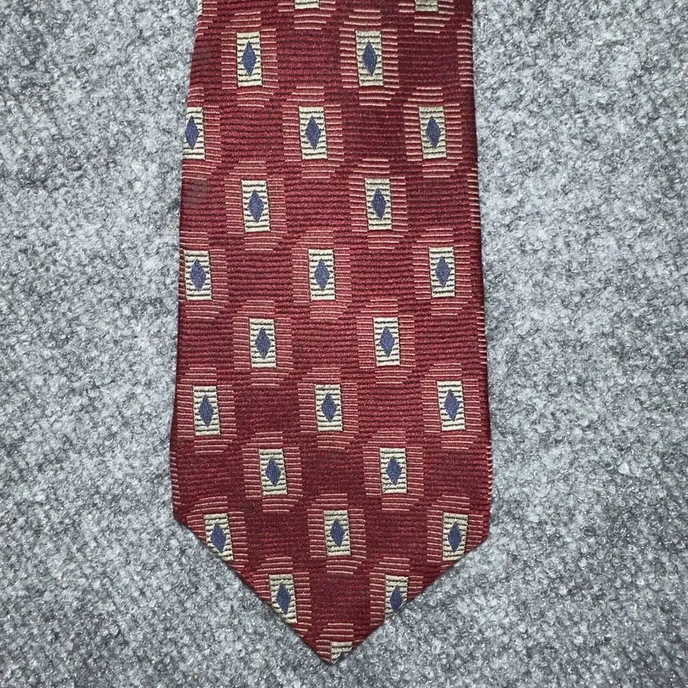 Countess Mara Neck Tie Mens Red Blue‎ Geometric Silk Art Deco USA Vintage